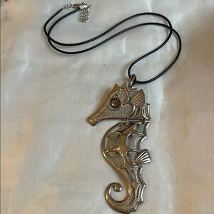 Signed Alan Seahorse Pendant Necklace